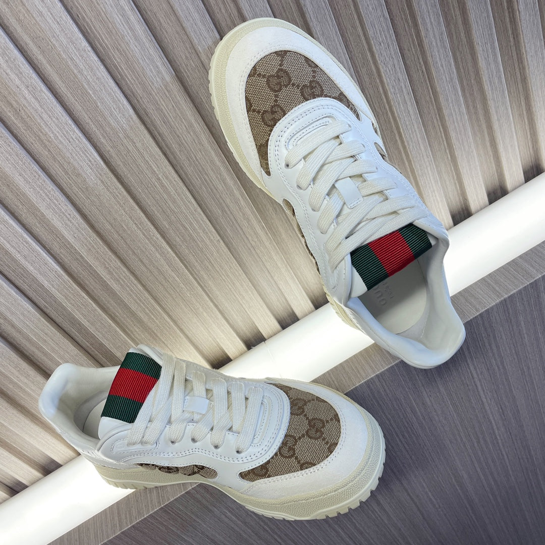 GG Retro Sneakers for Couples White Brown