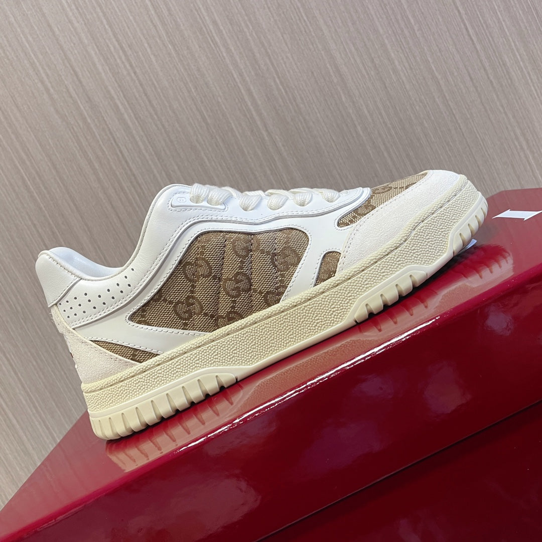 GG Retro Sneakers for Couples White Brown