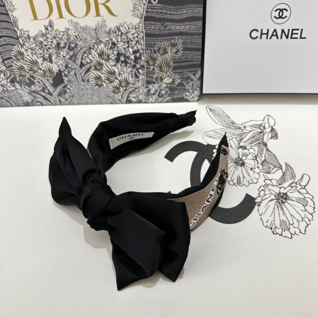 CAMEL BROWN FABRIC AND BLACK SATIN HEADBAND 168577