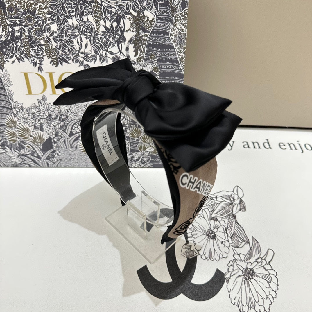 CAMEL BROWN FABRIC AND BLACK SATIN HEADBAND 168577