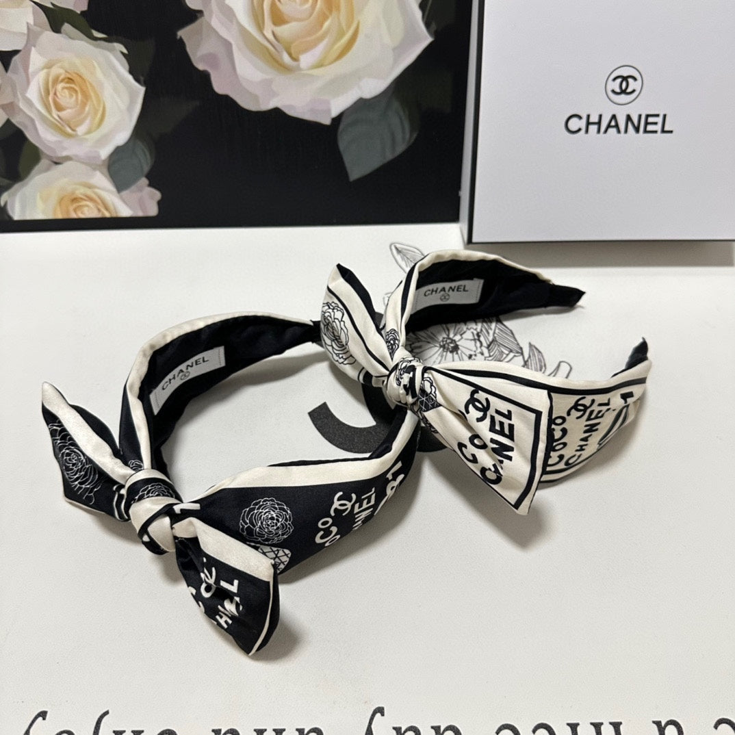 BLACK MIX WHITE SILK HEADBAND 168590
