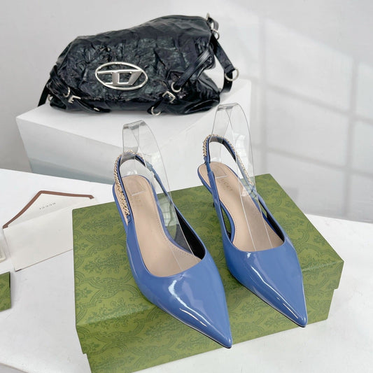 GG SIGNORIA 45 SLINGBACK PUMP CERULEAN LAMBSKIN