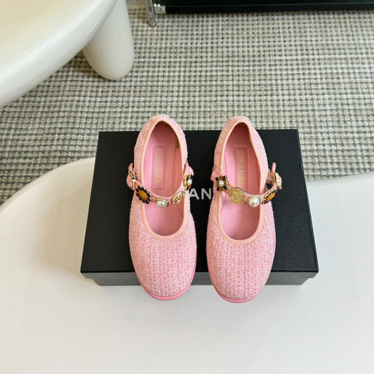 MARY JANE SHOES LIGHT PINK WOOL TWEED