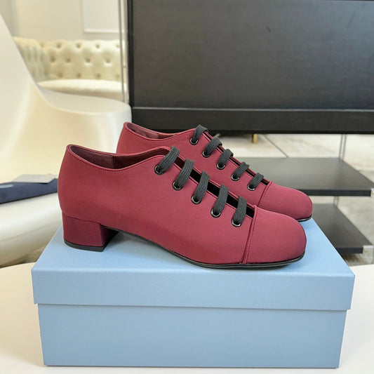 LACE-UP HIGH SHOES IN VERMILLION RED CANVAS