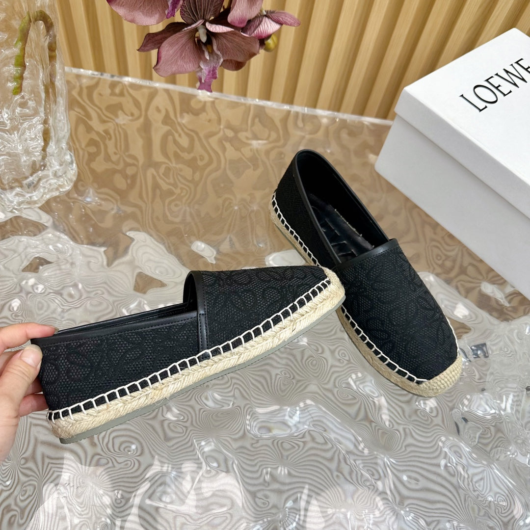LW ANAGRAM ESPADRILLE LOAFER BLACK LINEN