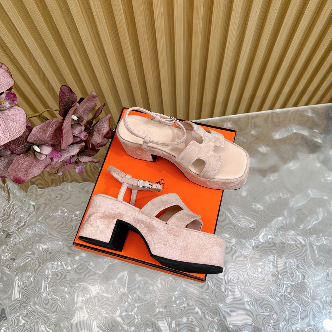 JAM 30 SANDAL IN BABY PINK VELVET