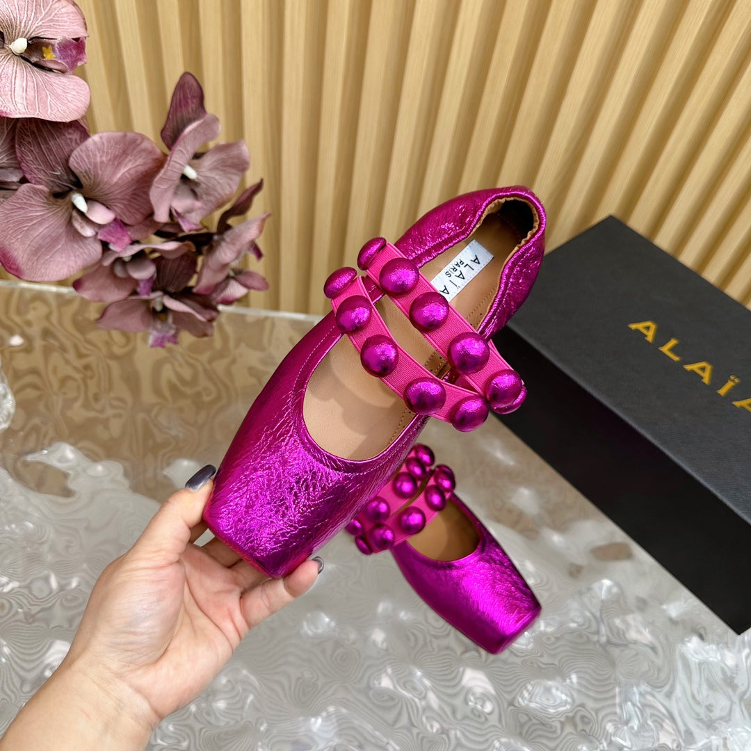 MARY JANE PEARL IN MAGENTA PURPLE GLOSSY LAMBSKIN