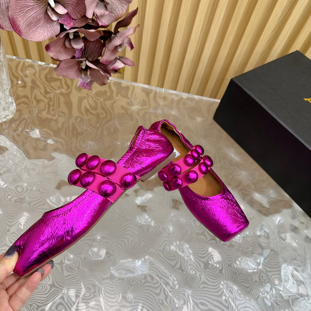 MARY JANE PEARL IN MAGENTA PURPLE GLOSSY LAMBSKIN