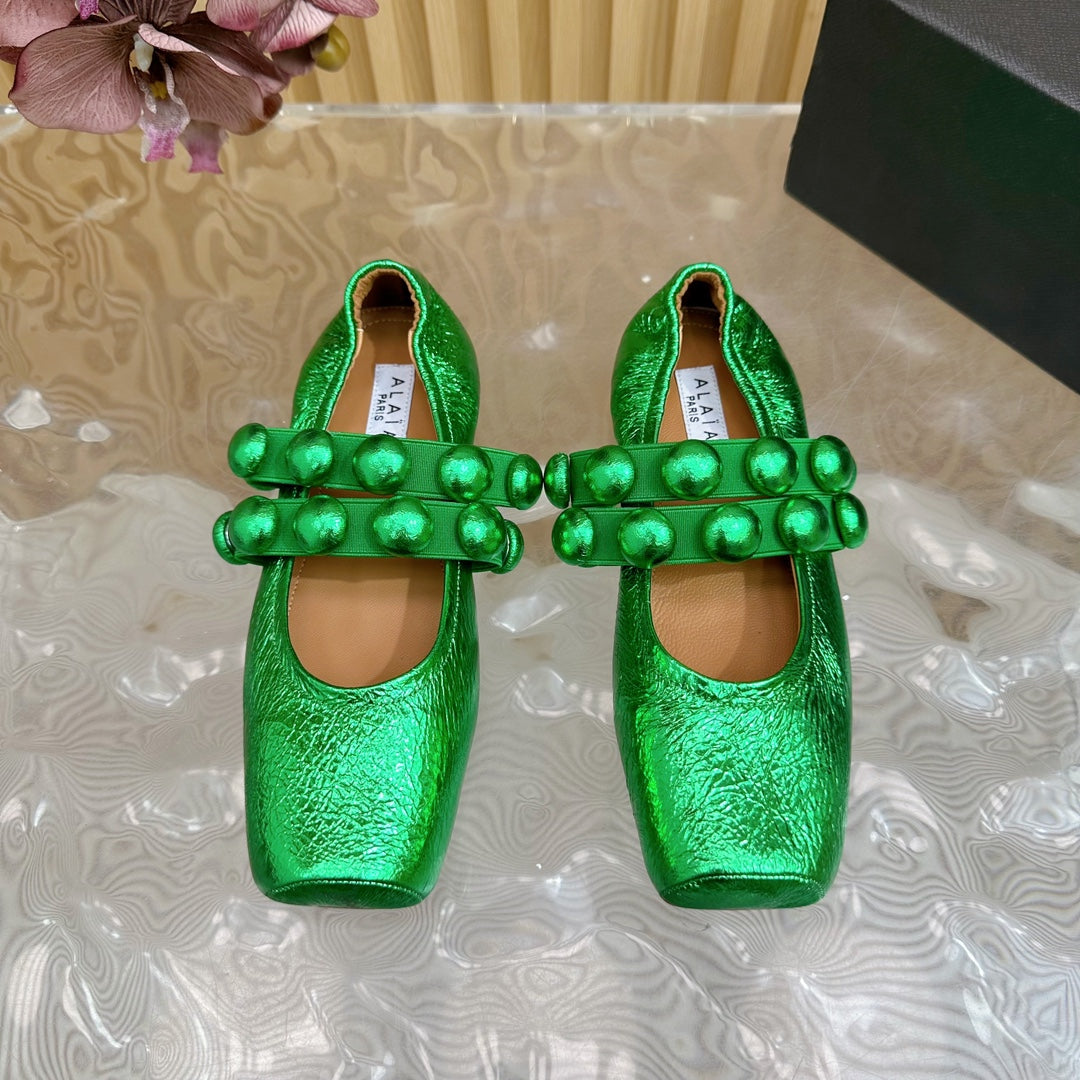 MARY JANE PEARL IN EMERALD GREEN GLOSSY LAMBSKIN