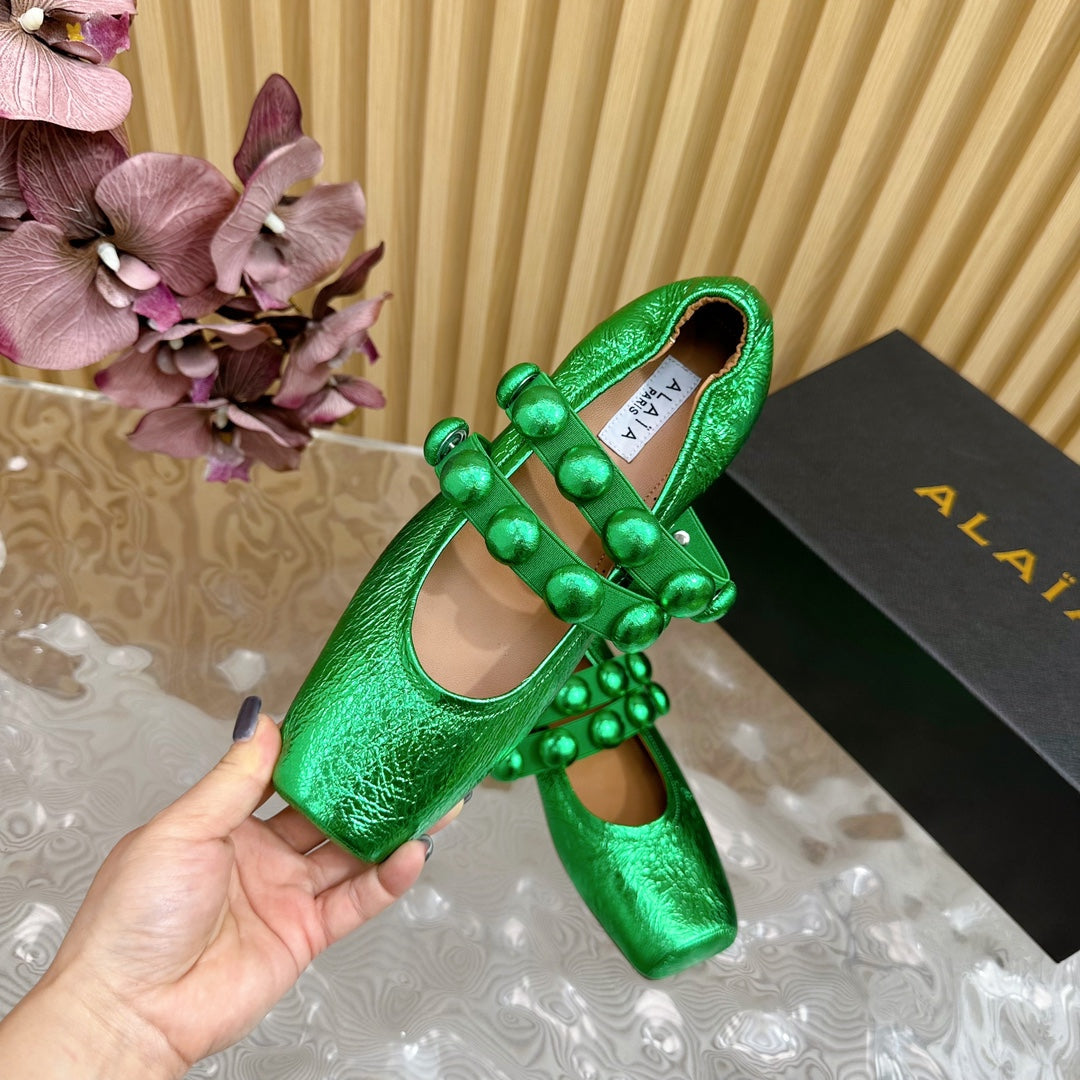 MARY JANE PEARL IN EMERALD GREEN GLOSSY LAMBSKIN