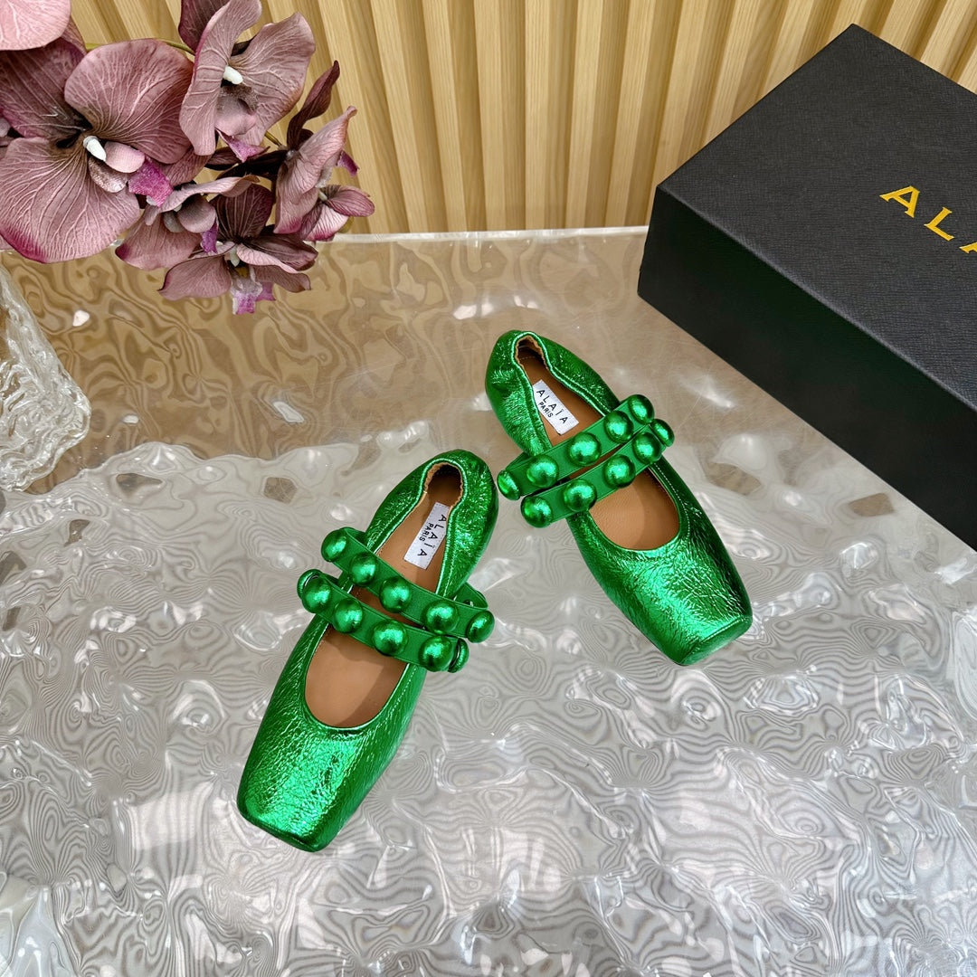 MARY JANE PEARL IN EMERALD GREEN GLOSSY LAMBSKIN