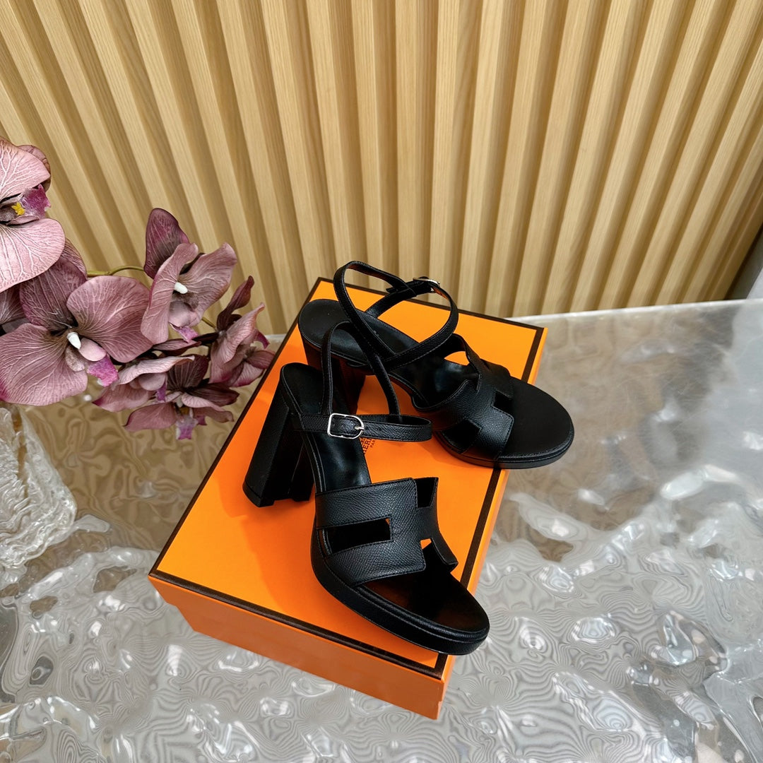 JAZZ 90 SANDAL IN BLACK CALFSKIN