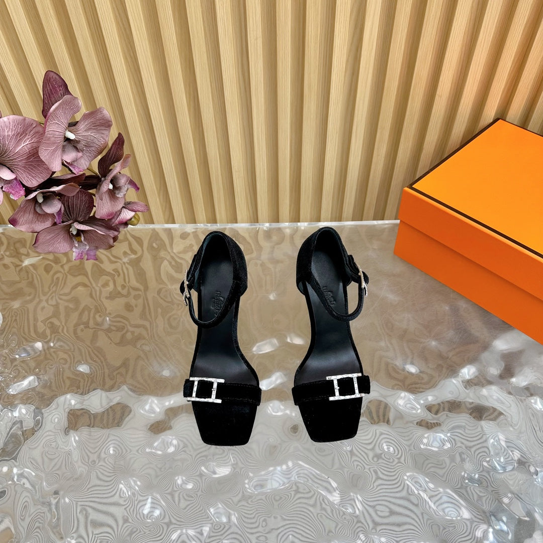 JULY SANDAL 105 MM IN BLACK VELVET