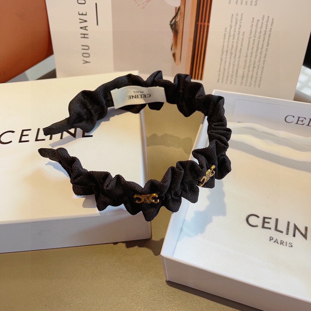 BLACK FABRIC WITH GOLD LOGO HAIRBAND 415931