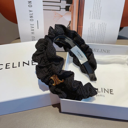 BLACK FABRIC WITH GOLD LOGO HAIRBAND 420627