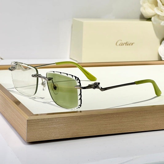 PANTHÈRE PHOTOCHROMIC LENSES RIMLESS SQUARE FRAME SUNGLASSES 580910 IN METAL