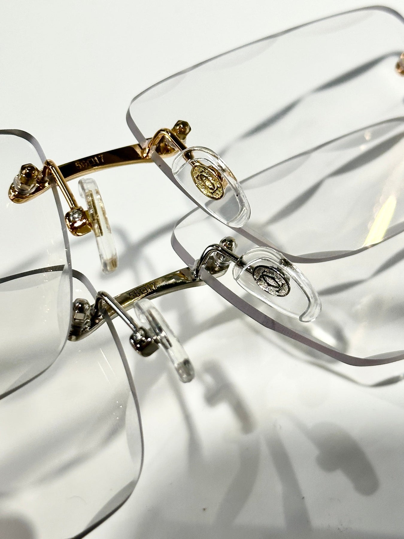 PANTHÈRE PHOTOCHROMIC LENSES RIMLESS SQUARE FRAME SUNGLASSES 580911 IN METAL