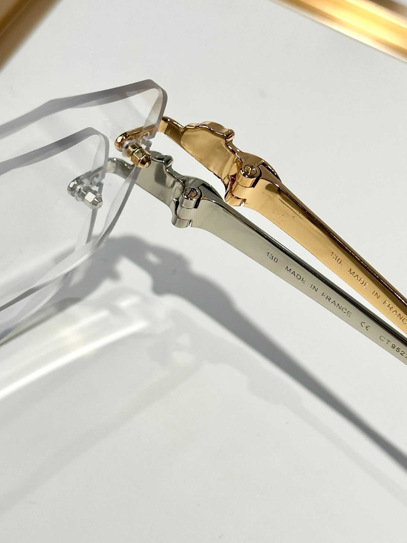 PANTHÈRE PHOTOCHROMIC LENSES RIMLESS SQUARE FRAME SUNGLASSES 580911 IN METAL