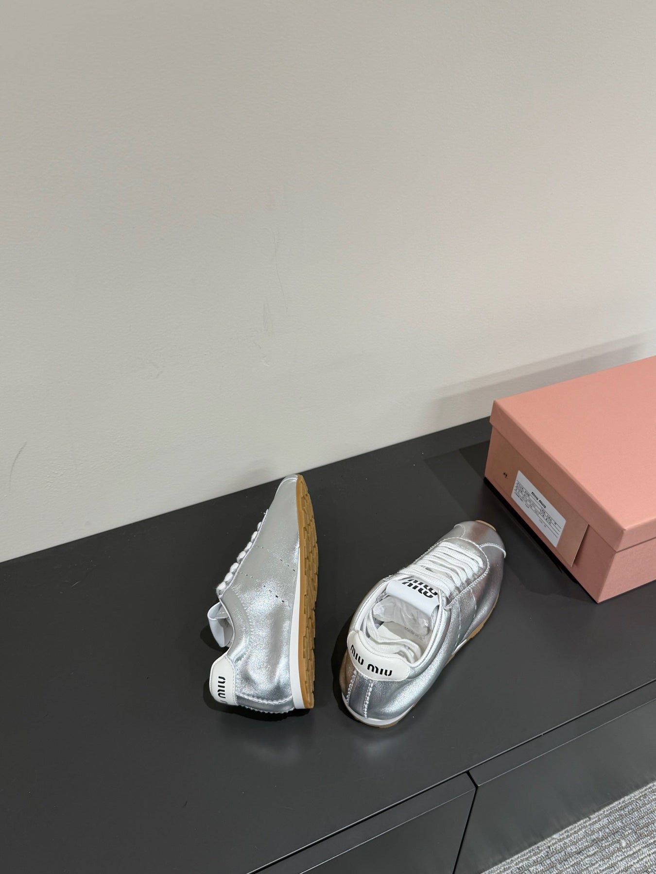 PLUME NAPPA SNEAKERS IN SILVER LAMBSKIN