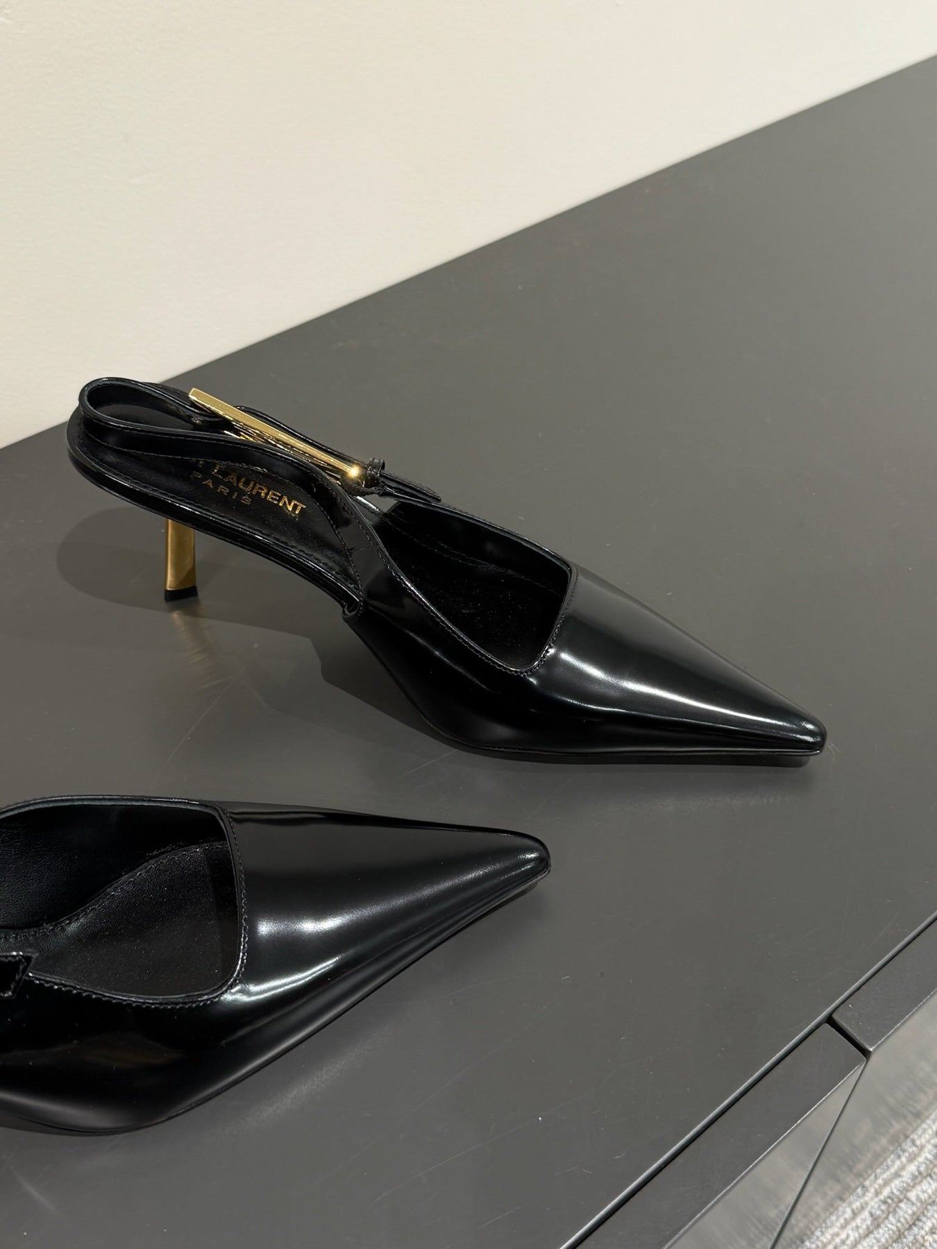 LEE SLINGBACK PUMPS 75 MM IN BLACK PATENT CALFSKIN