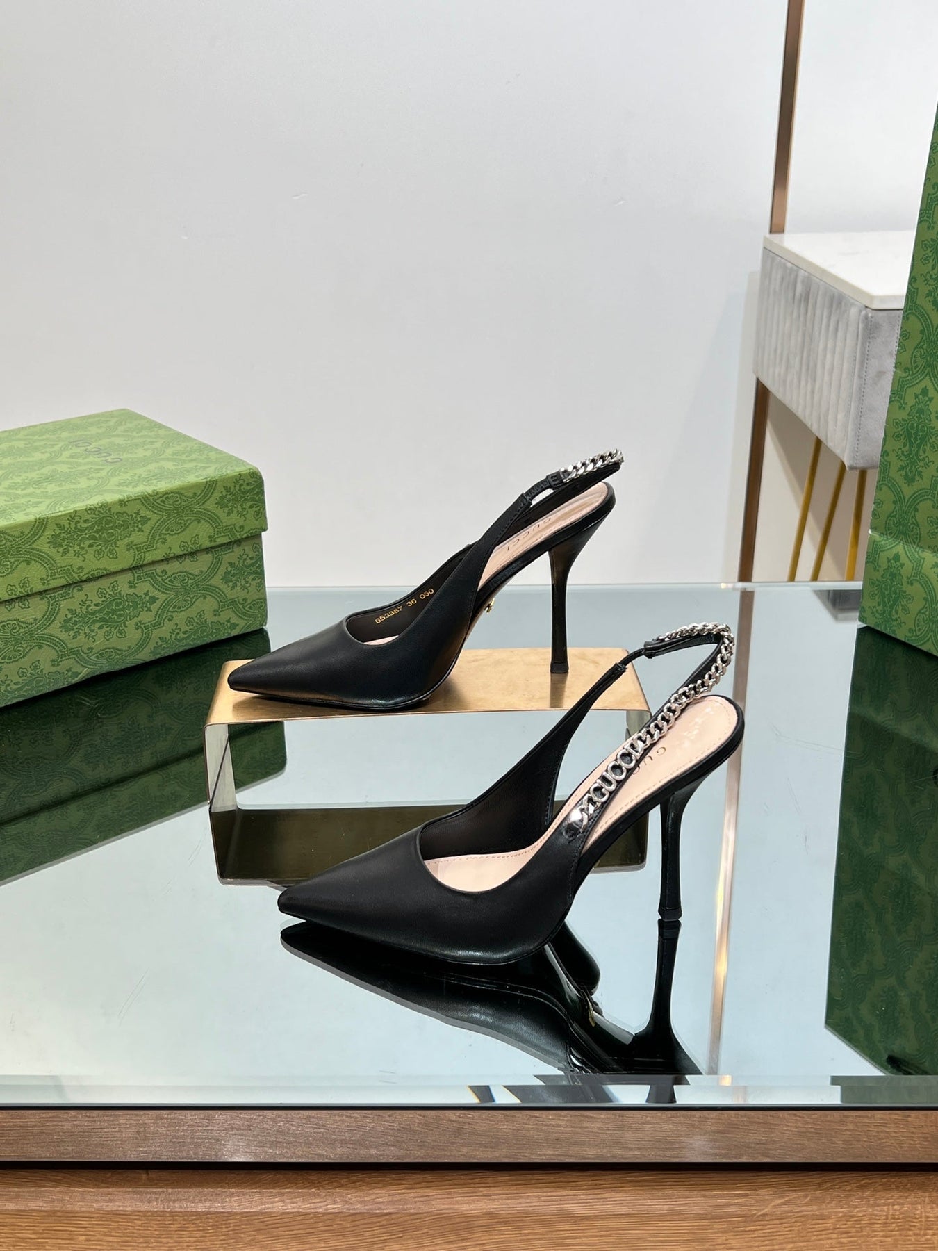GG SIGNORIA SLINGBACK PUMP BLACK LAMBSKIN
