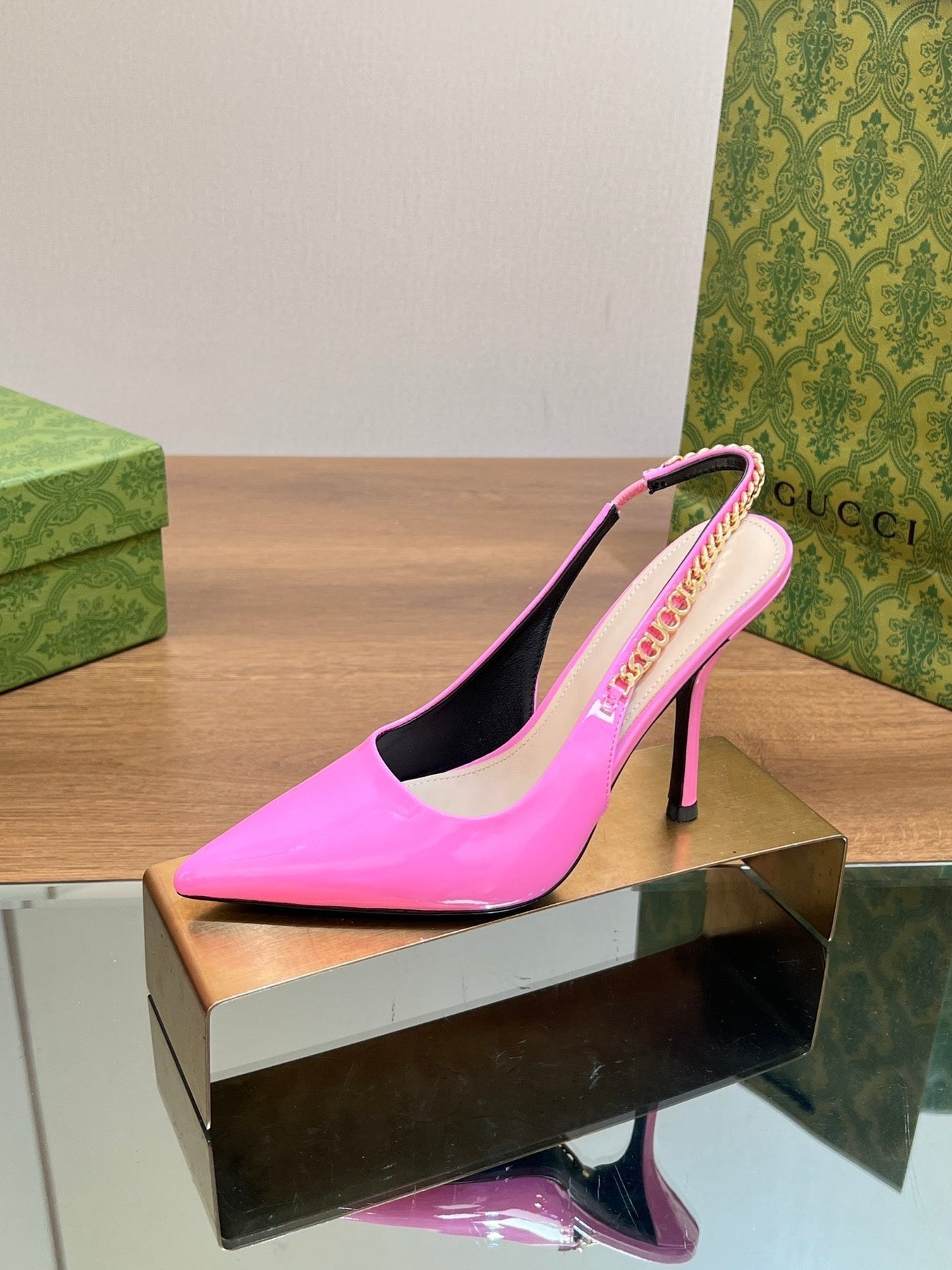 GG SIGNORIA SLINGBACK PUMP BRIGHT PINK LAMBSKIN