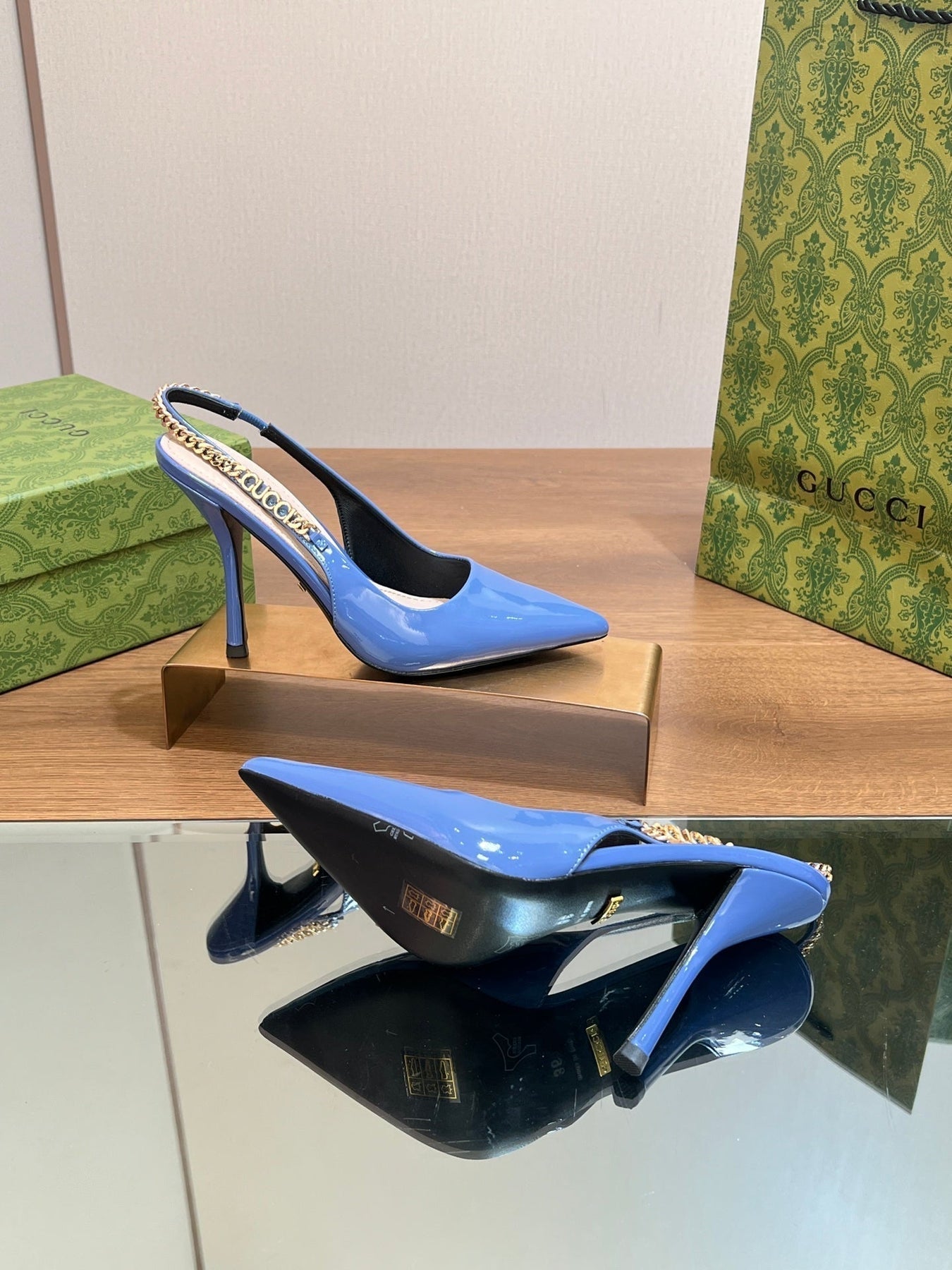 GG SIGNORIA SLINGBACK PUMP SAPPHIRE LAMBSKIN