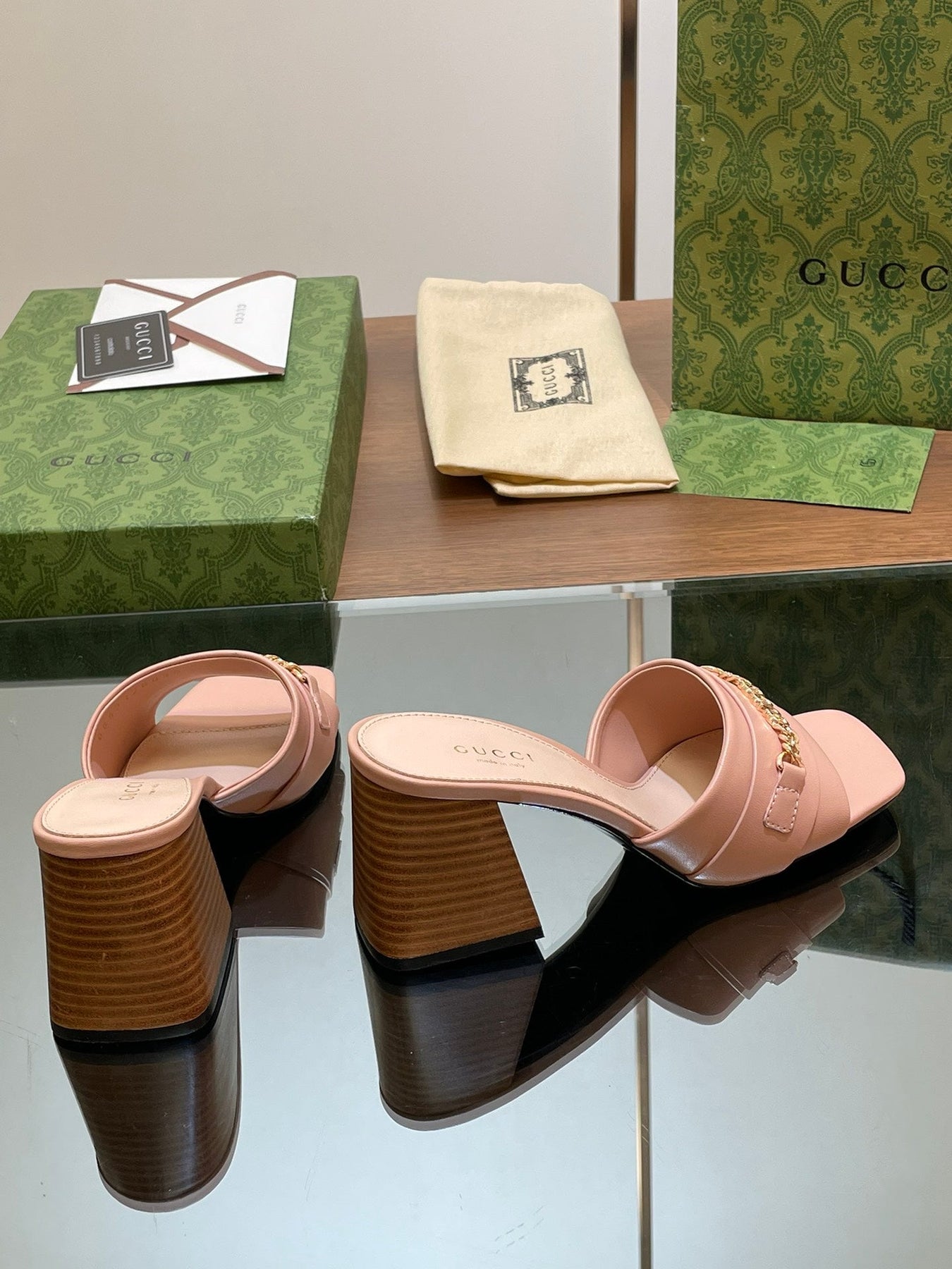 GG SIGNORIA SLIDE SANDAL PASTEL PINK DENIM