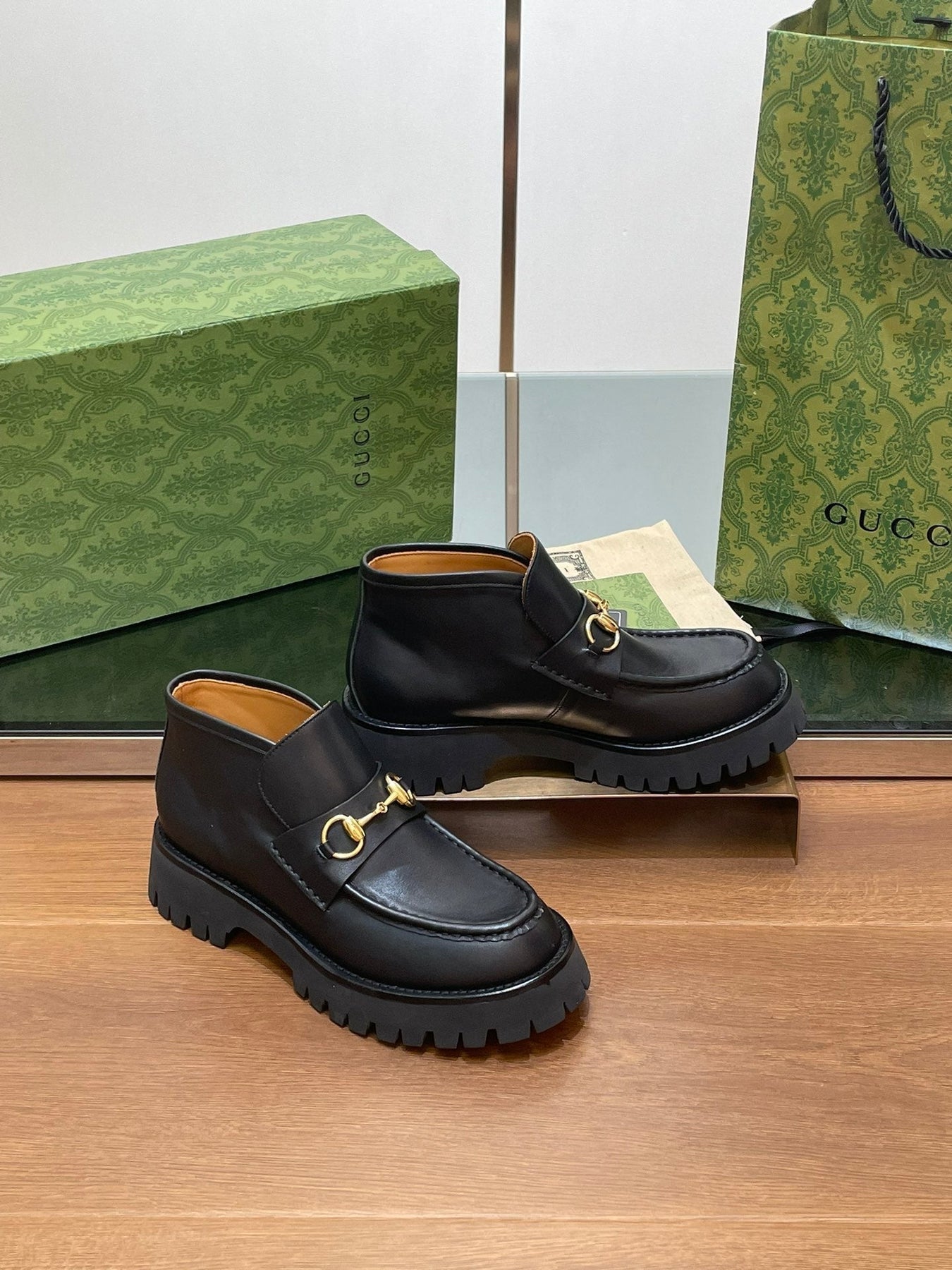 HORSEBIT ANKLE BOOTS 4.5CM IN BLACK CALFSKIN