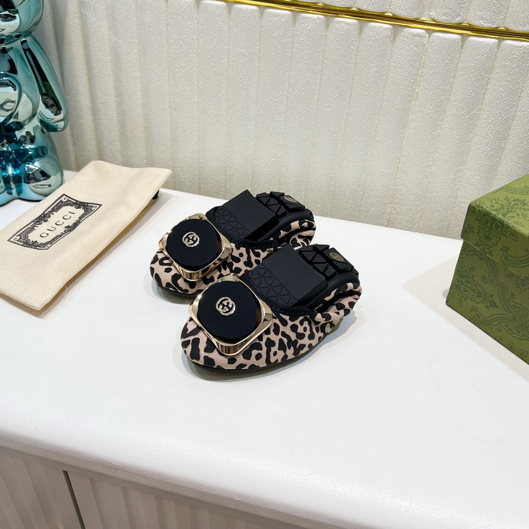 GG BALLET SUPER SLIM LEOPARD PATTERN LAMBSKIN