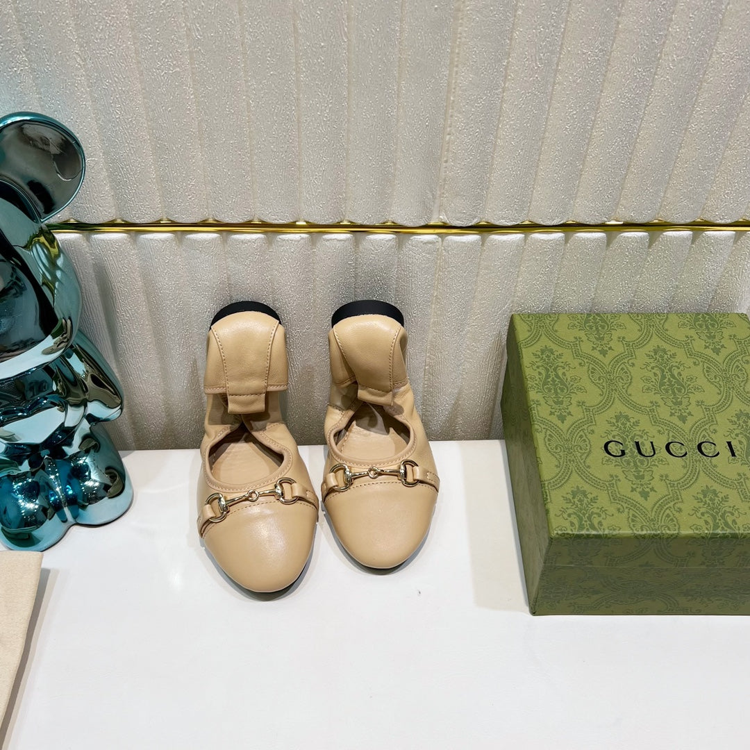 GG BALLET SUPER SLIM BUCKLE CREAM LAMBSKIN