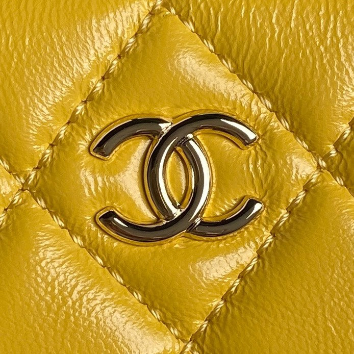 CAMERA BAG 24 IN MIMOSA YELLOW SHINY CALFSKIN GOLD CHAIN