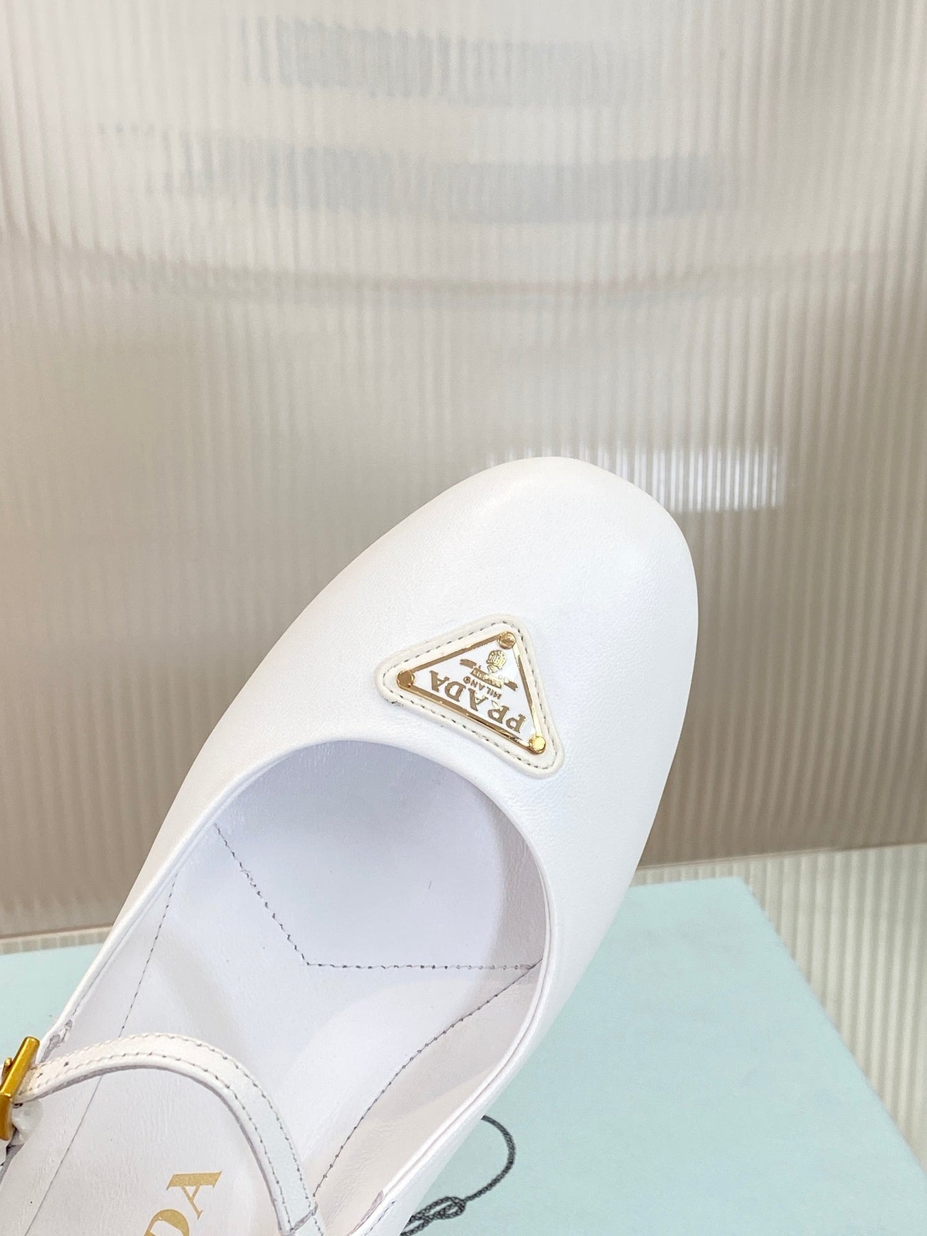 PRA NAPPA MARY JANE FLAT WHITE LAMBSKIN