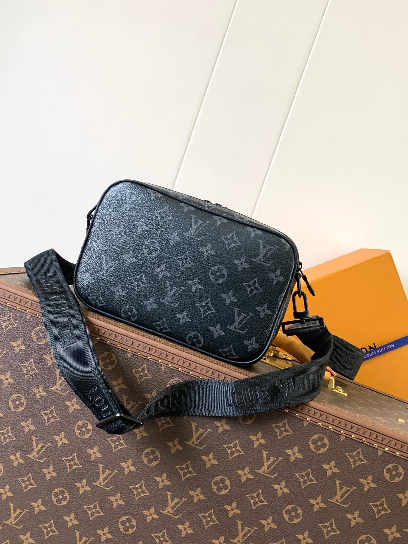 NANO ALPHA BAG 24 IN BLACK MONOGRAM ECLIPSE CANVAS AND COWHIDE