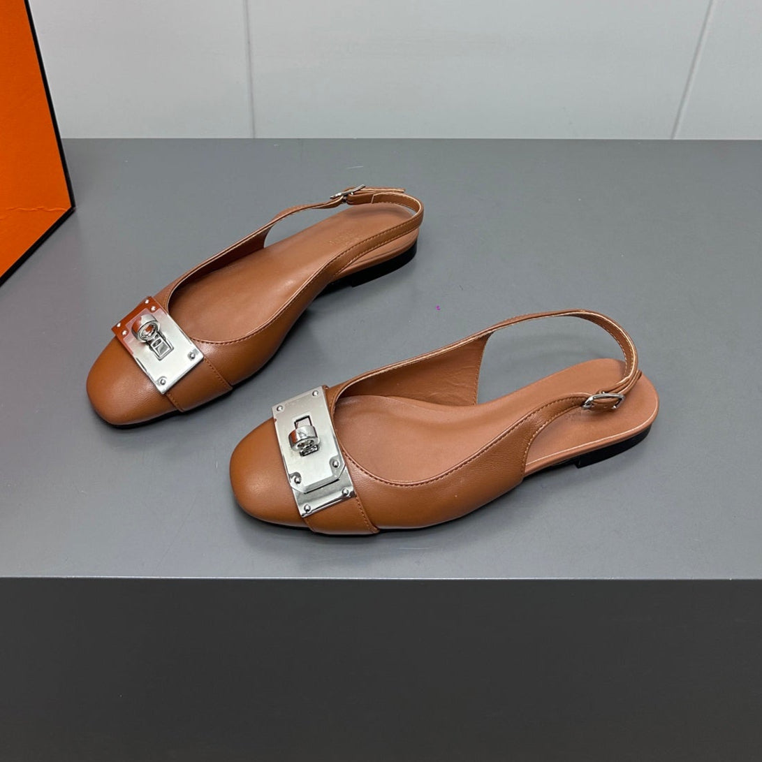INNOCENTE SLINGBACK IN BRONZE BROWN CALFSKIN