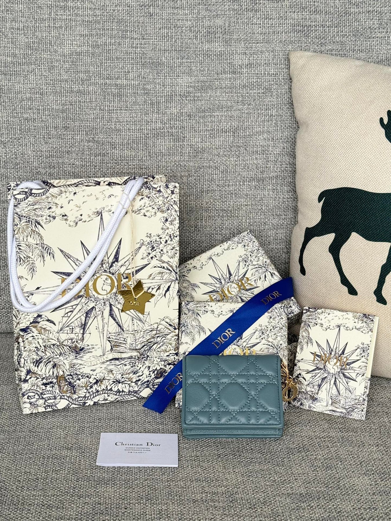 MINI LADY GARDENIA WALLET 11 IN SLATE GREY QUILTED CALFSKIN