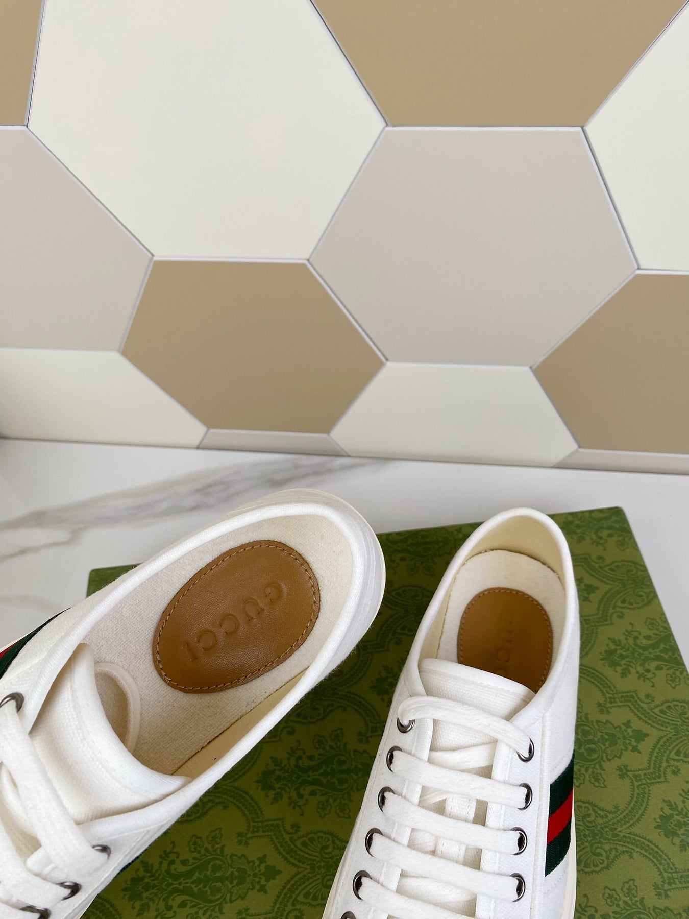 GG JULIO SNEAKER WITH WEB WHITE CANVAS