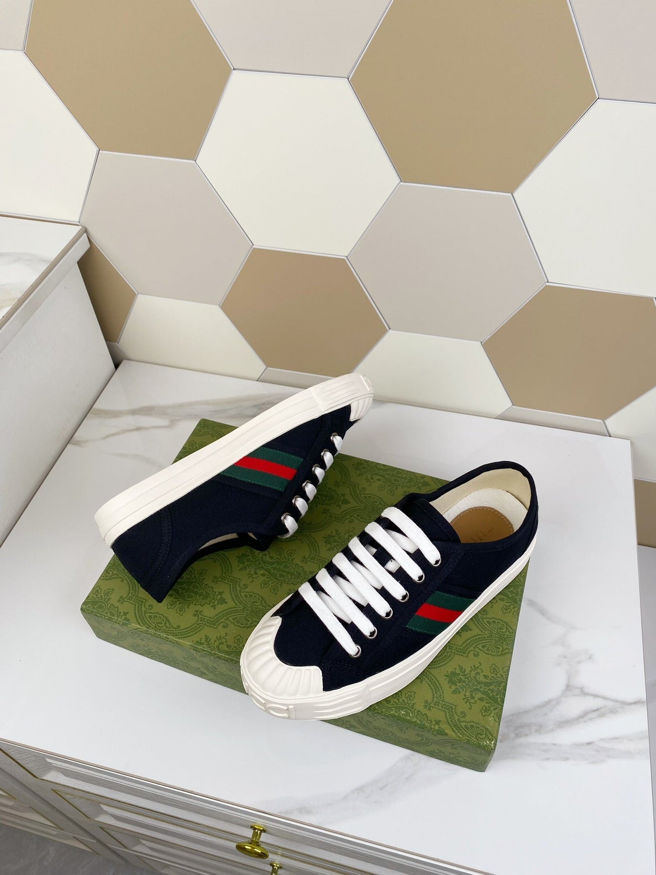 GG JULIO SNEAKER WITH WEB BLACK CANVAS