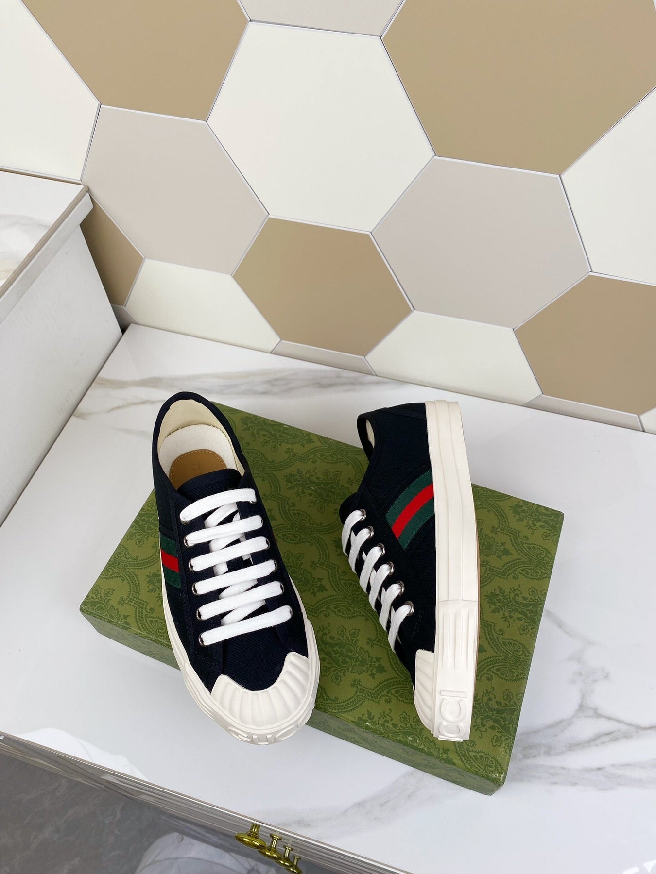 GG JULIO SNEAKER WITH WEB BLACK CANVAS