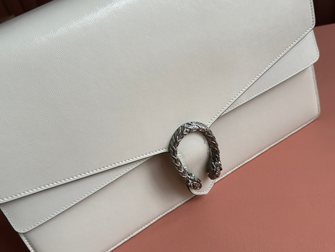 DIONYSUS LAGRE SHOULDER BAG 42 IN OFF WHITE GLOSSY LAMBSKIN