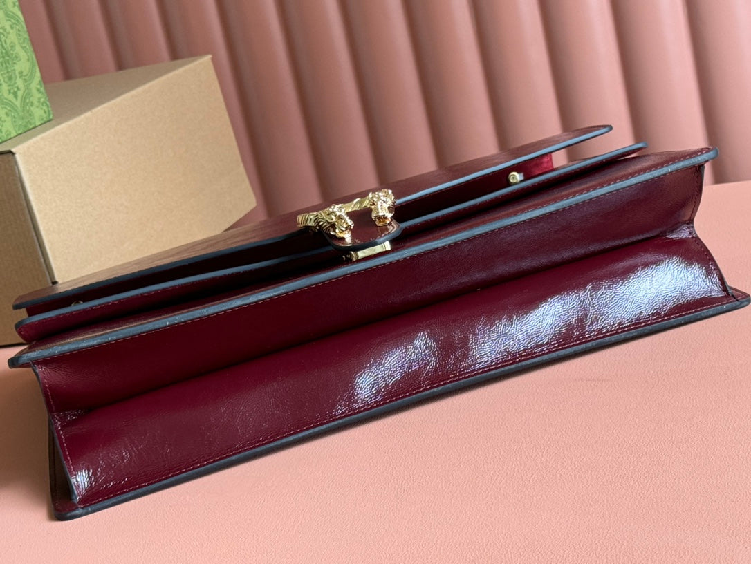 DIONYSUS LAGRE SHOULDER BAG 42 IN ROSSO ANCORA RED GG GLOSSY LAMBSKIN