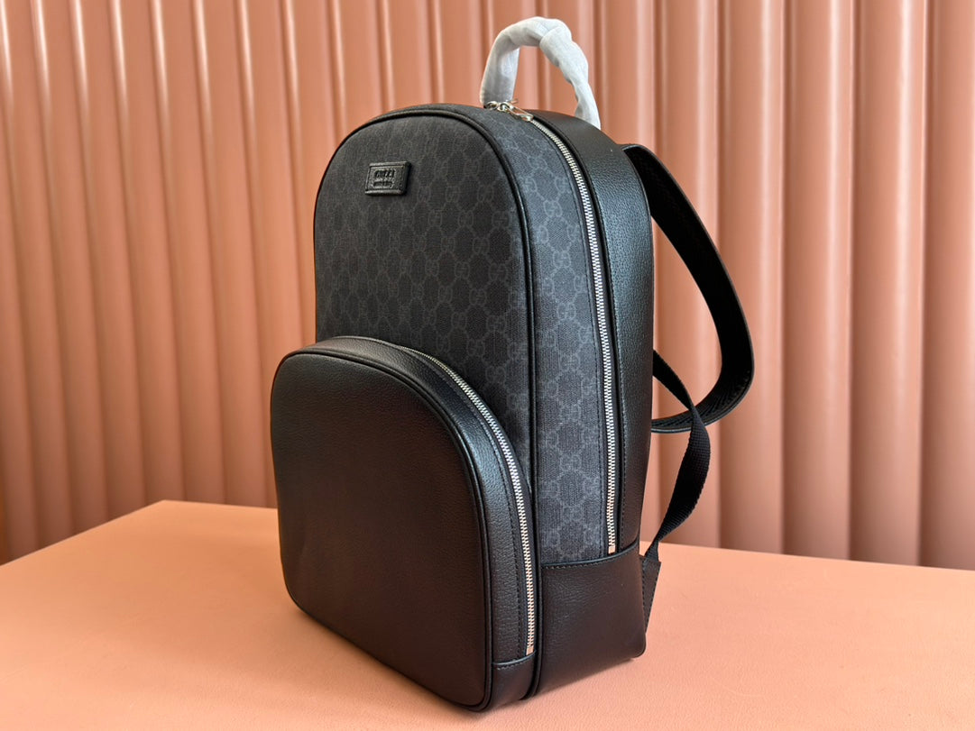 MEDIUM GG BACKPACK 40 IN DARK GREY AND BLACK CALFSKIN