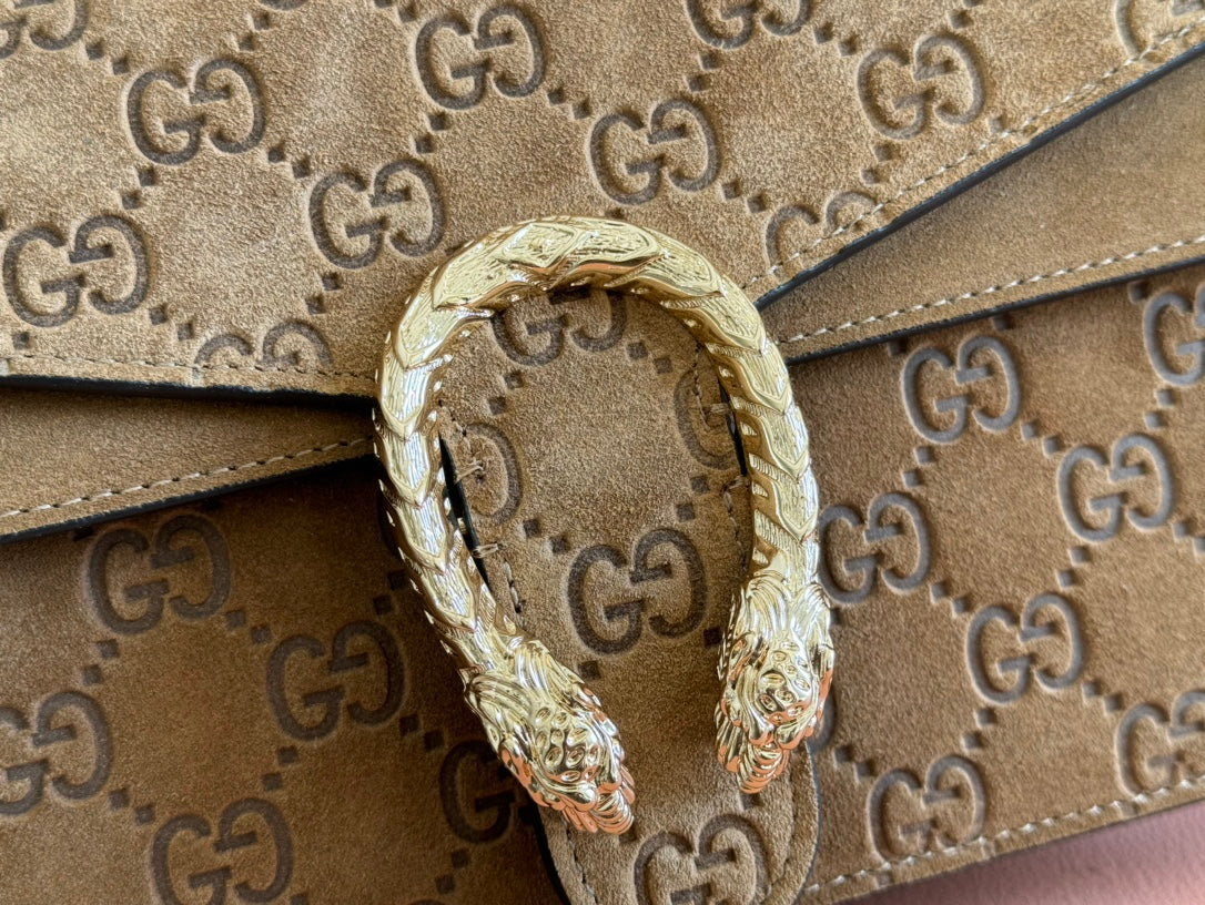 DIONYSUS LAGRE SHOULDER BAG 27.5 IN BROWN SUEDE