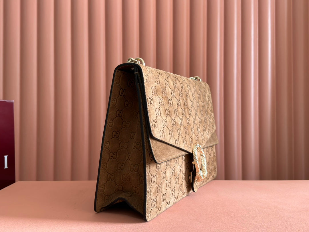 DIONYSUS LAGRE SHOULDER BAG 42 IN BROWN SUEDE