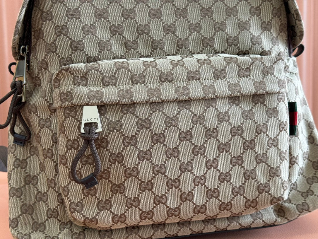 MEDIUM BACKPACK 42 IN BEIGE AND DARK BROWN GG CANVAS