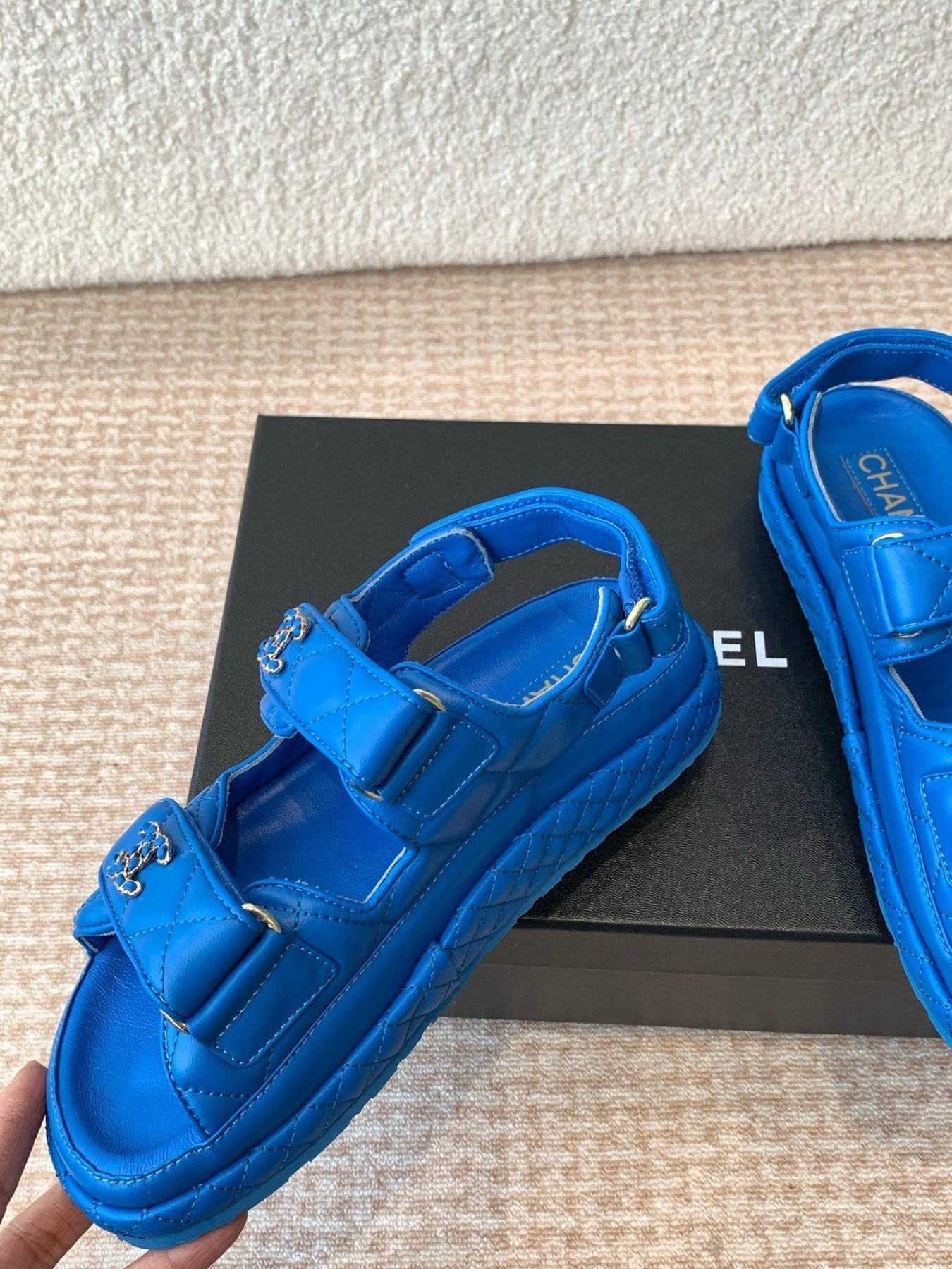 DAD SANDAL IN COBALT BLUE CALFSKIN