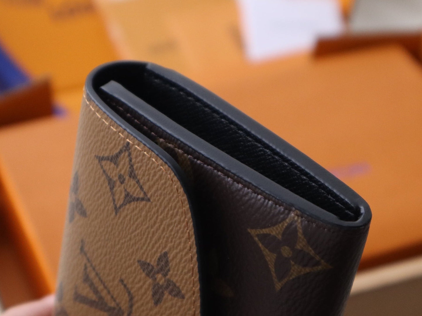 EMILIE WALLET 19 IN CHOCOLATE BROWN MONOGRAM CALFSKIN