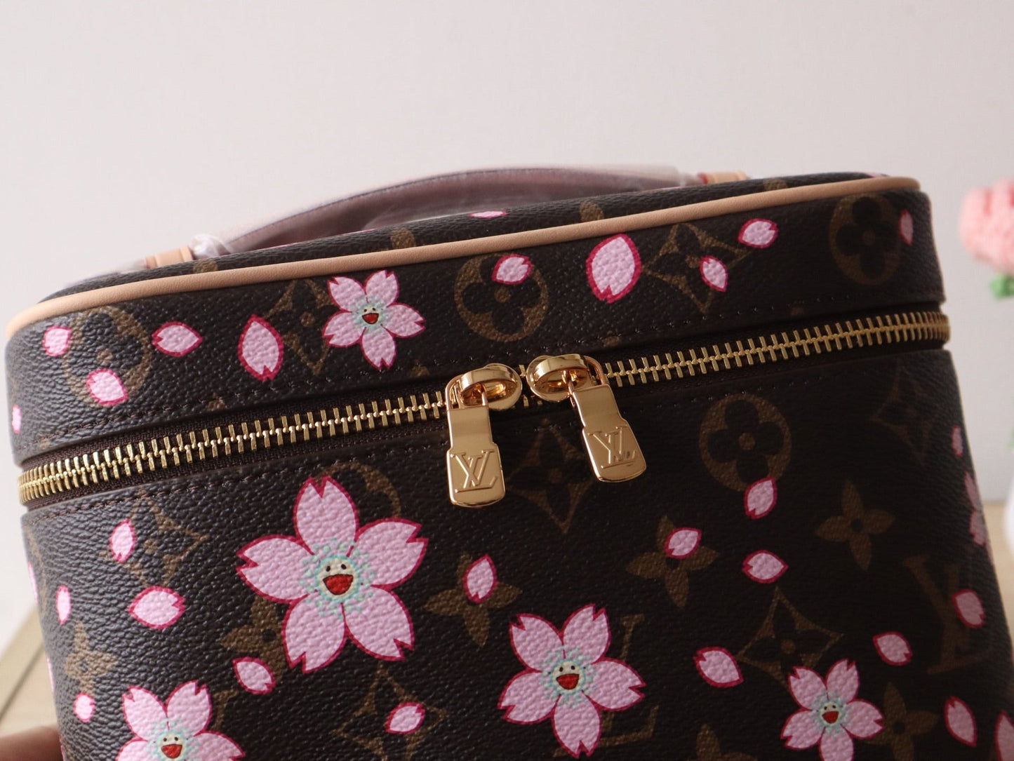NICE MINI TOILETRY BAG 20 IN SAKURA BROWN MONOGRAM COATED CANVAS
