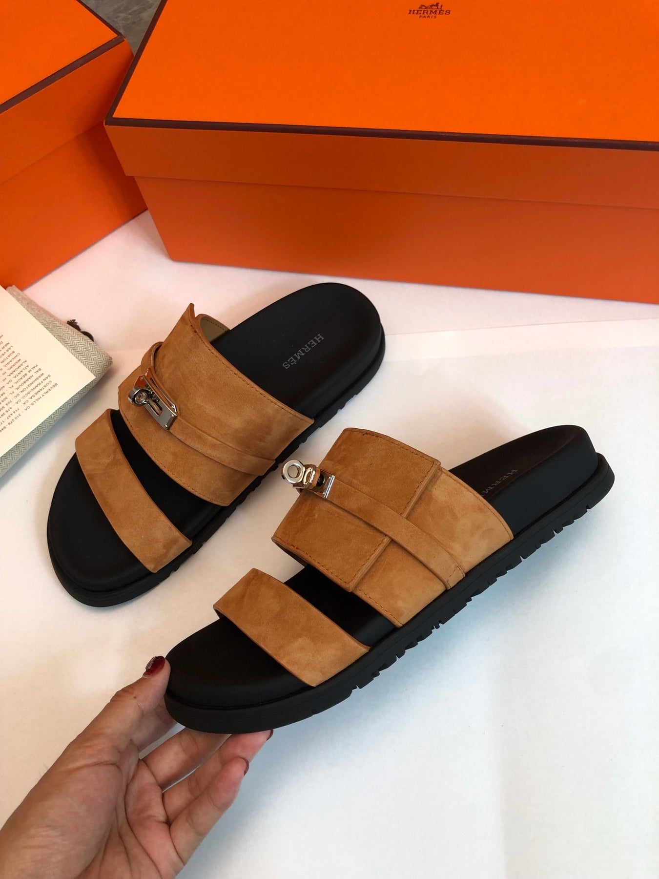 GABRIEL SANDAL MULE IN BRONZE BROWN SUEDE