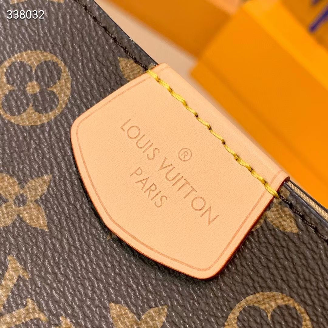 GRACEFUL MM BAG 41 IN BROWN MONOGRAM COATED CANVAS BEIGE CALFSKIN